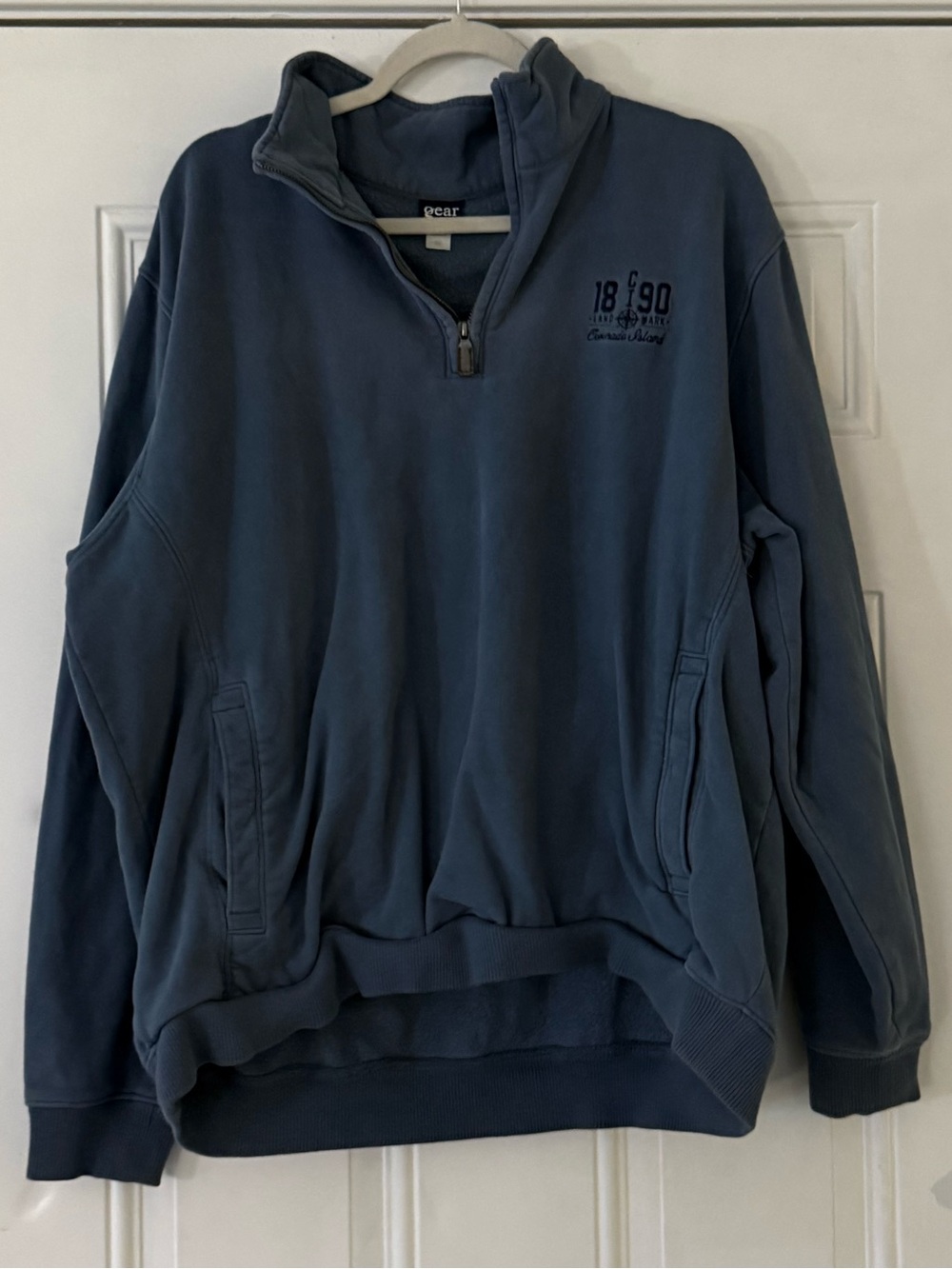 Vintage Men's Quarter-Zip Sweatshirt - Blue